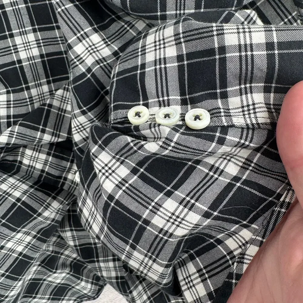 Polo Ralph Lauren Plaid Long Sleeve Button Down Shirt Mens XXL‎ Black Gray White